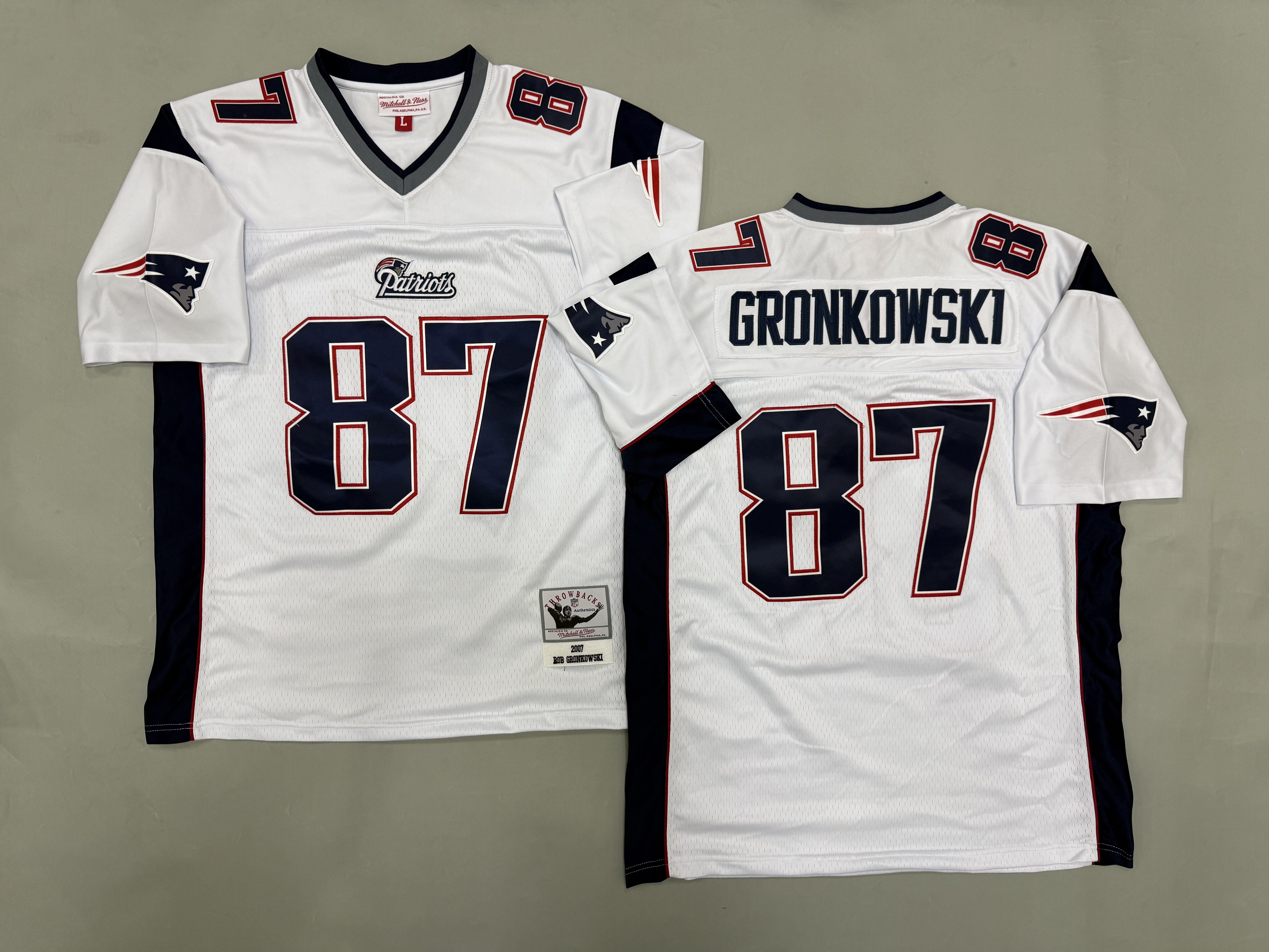Men 2026 New England Patriots #87 Gronkowski White Throwback Limited NFL Jersey style 01->youth nfl jersey->Youth Jersey
